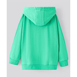 Pine Kids Full Sleeves Biowashed Hooded Sweatshirt Text - Mint