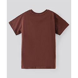 Pine Kids Half Sleeves Biowashed T-Shirt Text Print - Dark Brown