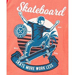Pine Kids Full Sleeves Biowashed Tee Skateboard Print - Peach