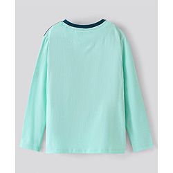 Pine Kids Full Sleeves Biowashed T-Shirt Text Print - Blue Green