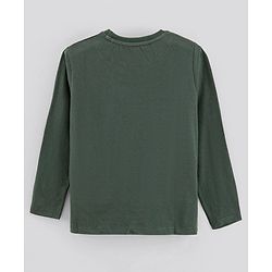 Pine Kids Full Sleeves Biowashed T-Shirt Earth & Text Print - Green