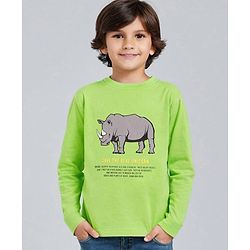 Pine Kids Full Sleeves Biowashed Tee Hippo Print - Light Green