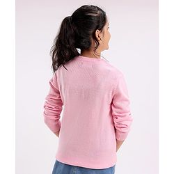 Pine Kids Full Sleeves Medium Winter Pullover Squirrel Print & Embroidery - Pink