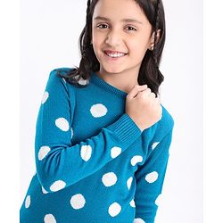 Pine Kids Moderate Winter Wear Full Sleeves Pullover Sweater & Leggings - Blue Pink