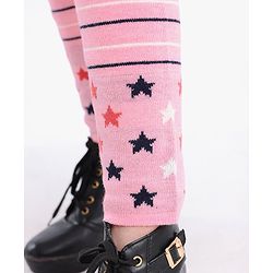 Pine Kids Moderate Winter Wear Full Sleeves Pullover Sweater & Leggings - Blue Pink