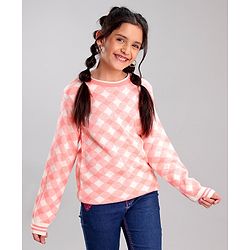 Pine Kids Fine Knit Full Sleeves Checks Pullover for Moderate Winter - Multicolour