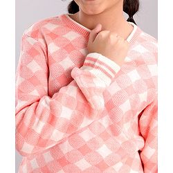 Pine Kids Fine Knit Full Sleeves Checks Pullover for Moderate Winter - Multicolour