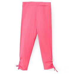 Pine Kids Ankle Length Biowashed Cotton Stretchable Leggings Solid & Leaf Print Pack Of 2 - Pink
