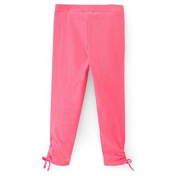 Pine Kids Ankle Length Biowashed Cotton Stretchable Leggings Solid & Leaf Print Pack Of 2 - Pink
