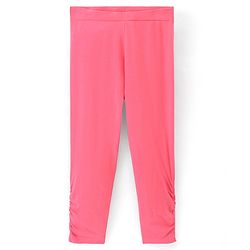 Pine Kids Ankle Length Biowashed Cotton Stretchable Leggings Solid & Striped Pack Of 2 - Pink