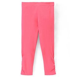 Pine Kids Ankle Length Biowashed Cotton Stretchable Leggings Solid & Striped Pack Of 2 - Pink