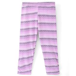 Pine Kids Ankle Length Biowashed Cotton Stretchable Leggings Solid & Striped Pack Of 2 - Multicolor