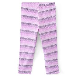 Pine Kids Ankle Length Biowashed Cotton Stretchable Leggings Solid & Striped Pack Of 2 - Multicolor
