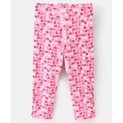 Pine Kids Ankle Length Biowashed Cotton Stretchable Leggings Solid & Leaf Print Pack Of 2 - Pink Grey