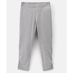 Pine Kids Ankle Length Biowashed Cotton Stretchable Leggings Solid & Leaf Print Pack Of 2 - Pink Grey