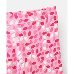 Pine Kids Ankle Length Biowashed Cotton Stretchable Leggings Solid & Leaf Print Pack Of 2 - Pink Grey