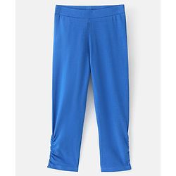 Pine Kids Three Fourth Length Biowashed Cotton Stretchable Leggings Solid & Heart Print Pack Of 2 - Pink Blue