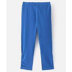 Pine Kids Three Fourth Length Biowashed Cotton Stretchable Leggings Solid & Heart Print Pack Of 2 - Pink Blue