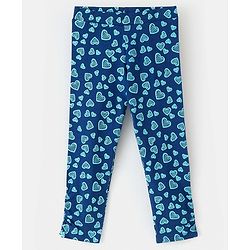 Pine Kids Knit Three Fourth Biowashed Stretchable Leggings Polka Dot & Heart Print Pack of 2- Blue