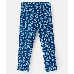 Pine Kids Knit Three Fourth Biowashed Stretchable Leggings Polka Dot & Heart Print Pack of 2- Blue