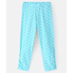 Pine Kids Knit Three Fourth Biowashed Stretchable Leggings Polka Dot & Heart Print Pack of 2- Blue