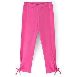 Pine Kids Knit Three Fourth Biowashed Leggings All Over Print And Solid Pack of 2 - Blue Pink