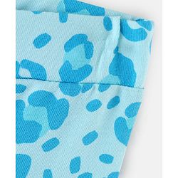 Pine Kids Knit Three Fourth Biowashed Leggings All Over Print And Solid Pack of 2 - Blue Pink