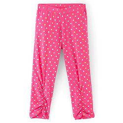 Pine Kids Knit Three Fourth Biowashed Leggings Polka Dot Print And Solid Pack of 2 - Pink Yellow