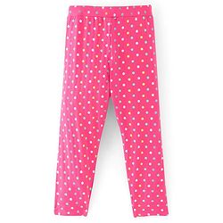 Pine Kids Knit Three Fourth Biowashed Leggings Polka Dot Print And Solid Pack of 2 - Pink Yellow