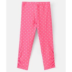 Pine Kids Knit Three Fourth Biowashed Leggings Polka Dot Print And Solid Pack of 2 - Grey Pink
