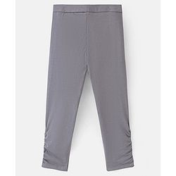 Pine Kids Knit Three Fourth Biowashed Leggings Polka Dot Print And Solid Pack of 2 - Grey Pink