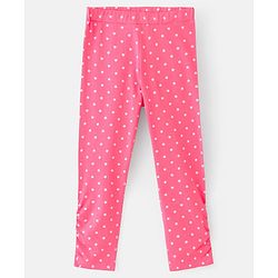 Pine Kids Knit Three Fourth Biowashed Leggings Polka Dot Print And Solid Pack of 2 - Grey Pink