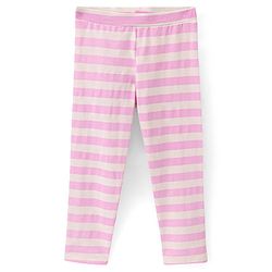 Pine Kids Three Fourth Length Biowashed Cotton Stretchable Leggings Striped & Floral Print Pack Of 2 - Pink