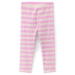 Pine Kids Three Fourth Length Biowashed Cotton Stretchable Leggings Striped & Floral Print Pack Of 2 - Pink