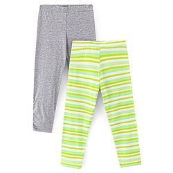 Pine Kids Full Length Leggings Pack of 2 - Green Light Grey