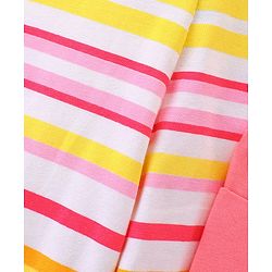 Pine Kids Three Fourth Biowashed Cotton Stretchable Leggings Solid & Striped Print - Rose White