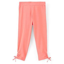 Pine Kids Three Fourth Length Cotton Biowashed Stretchable Leggings Striped & Solid Pack Of 2 - Blue Orange