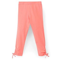 Pine Kids Three Fourth Length Cotton Biowashed Stretchable Leggings Striped & Solid Pack Of 2 - Blue Orange