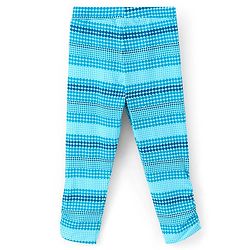 Pine Kids Three Fourth Length Cotton Biowashed Stretchable Leggings Striped & Solid Pack Of 2 - Blue Orange