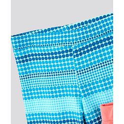 Pine Kids Three Fourth Length Cotton Biowashed Stretchable Leggings Striped & Solid Pack Of 2 - Blue Orange