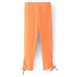 Pine Kids Three Fourth Stretchable Leggings Biowash with Stripe Print & Solid Pack of 2 - Orange White