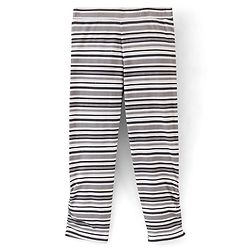 Pine Kids Three Fourth Stretchable Leggings Biowash with Stripe Print & Solid Pack of 2 - Orange White