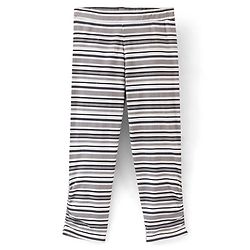 Pine Kids Three Fourth Stretchable Leggings Biowash with Stripe Print & Solid Pack of 2 - Orange White