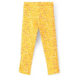 Pine Kids Knit Three Fourth Biowashed Stretchable Leggings Solid & Polka Dot Print Pack of 2 - Yellow Pink