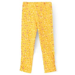 Pine Kids Knit Three Fourth Biowashed Stretchable Leggings Solid & Polka Dot Print Pack of 2 - Yellow Pink