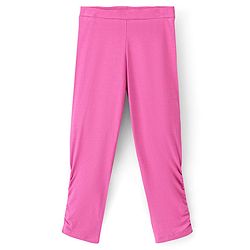 Pine Kids Knit Three Fourth Biowashed Stretchable Leggings Solid & Polka Dot Print Pack of 2 - Yellow Pink