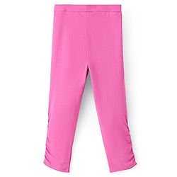Pine Kids Knit Three Fourth Biowashed Stretchable Leggings Solid & Polka Dot Print Pack of 2 - Yellow Pink