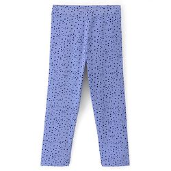 Pine Kids Knit Three Fourth Biowashed Stretchable Leggings Polka Dot Print And Solid Pack of 2- Green Blue