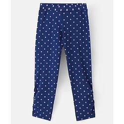 Pine Kids Knit Three Fourth Biowashed Stretchable Leggings Polka Dot Print And Solid Pack of 2- Purple Blue
