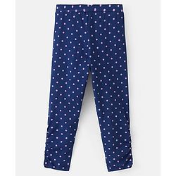 Pine Kids Knit Three Fourth Biowashed Stretchable Leggings Polka Dot Print And Solid Pack of 2- Purple Blue